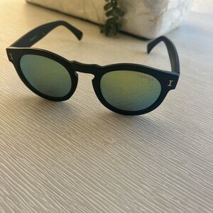 Illesteva women's black  Leonard Sunglasses with Green Lenses